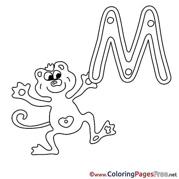 Monkey for Kids Alphabet Colouring Page