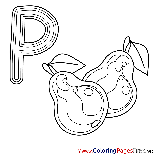 Pear Alphabet Colouring Sheet free