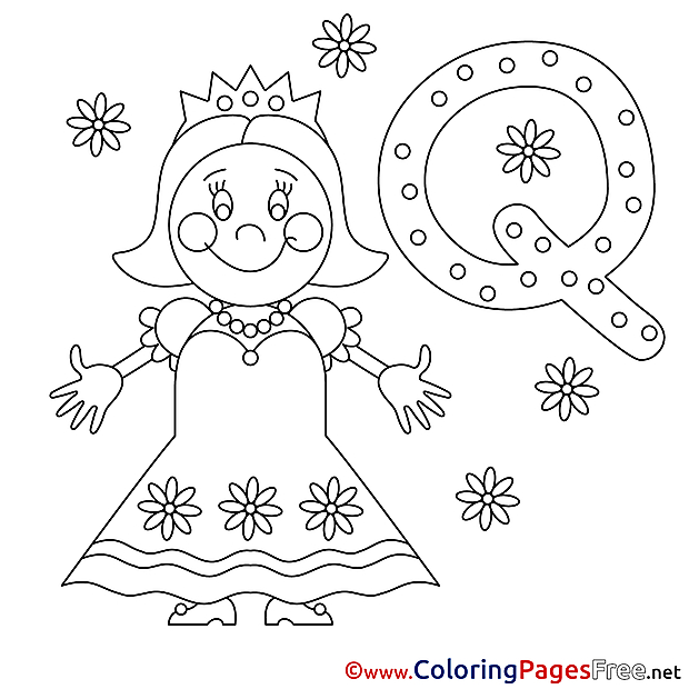 Queen Children Alphabet Colouring Page