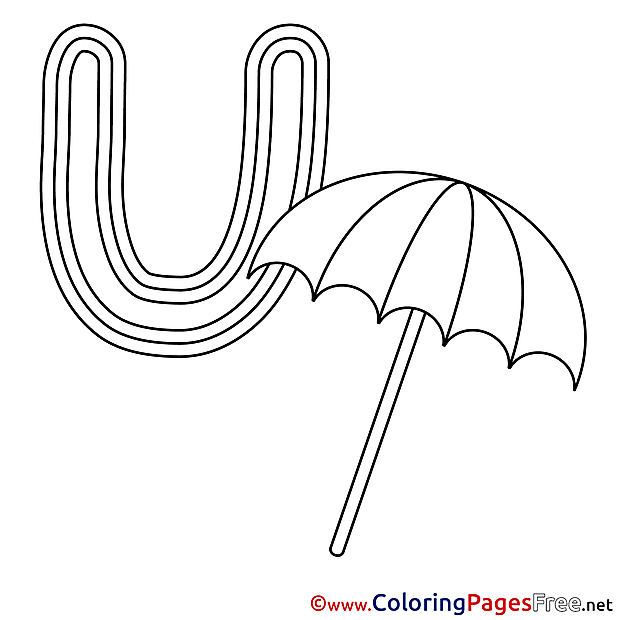 Umbrella free Colouring Page Alphabet