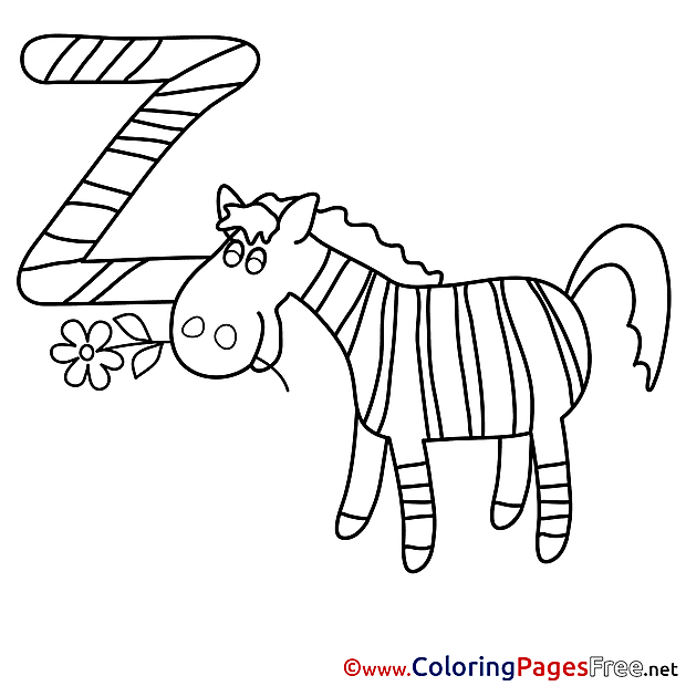 Zebra Colouring Sheet download Alphabet
