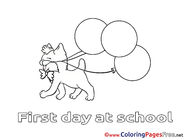 Balloons Cat Kids download Coloring Pages