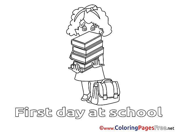 Books Girl free printable Coloring Sheets