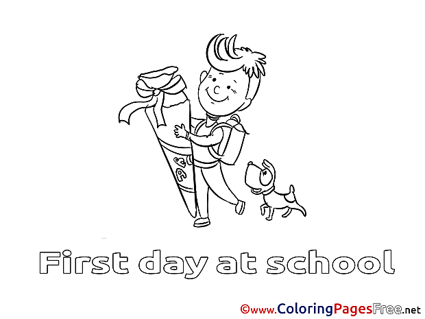 Dog with Boy Coloring Sheets download free