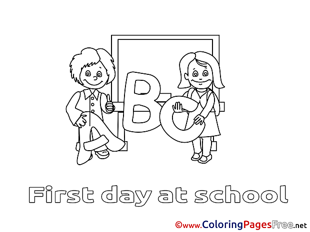 First-graders Colouring Page printable free