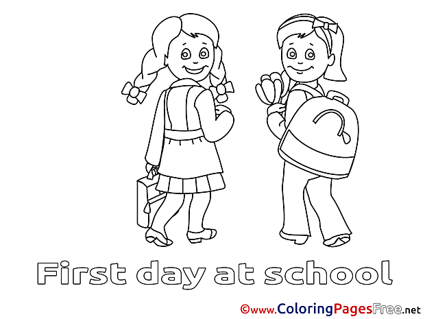 First Day at School for free Coloring Pages download