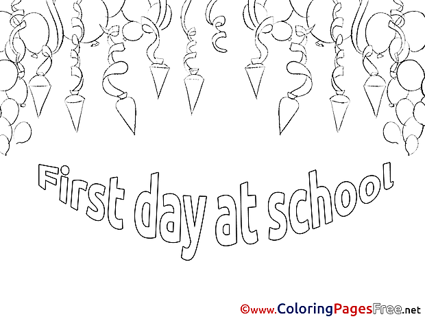For Kids First Day printable Colouring Page
