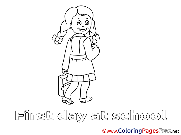 For Kids printable Colouring Page School Girl