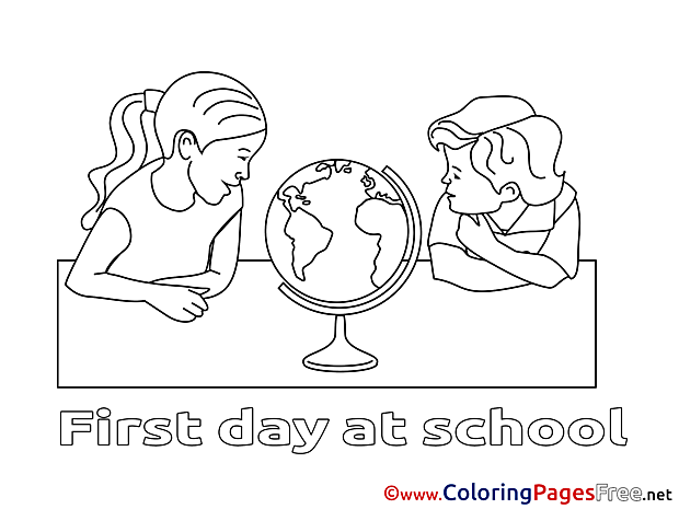 Globe download printable Geography Coloring Pages