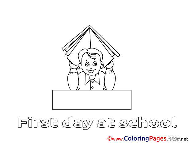 Illustration Boy with Book Children download Colouring Page
