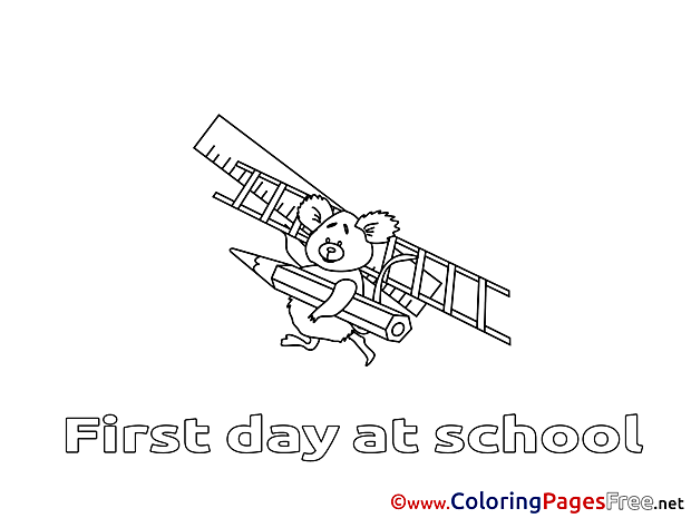 Koala School Colouring Sheet download free