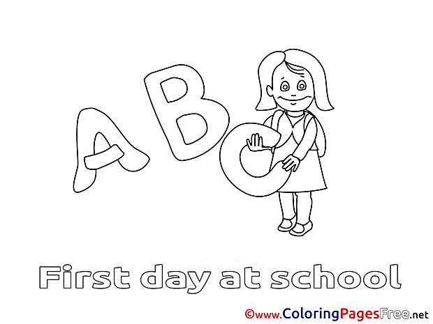 Letters for free Coloring Pages Girl School download