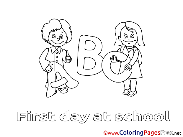 Letters Kids free Coloring Page School