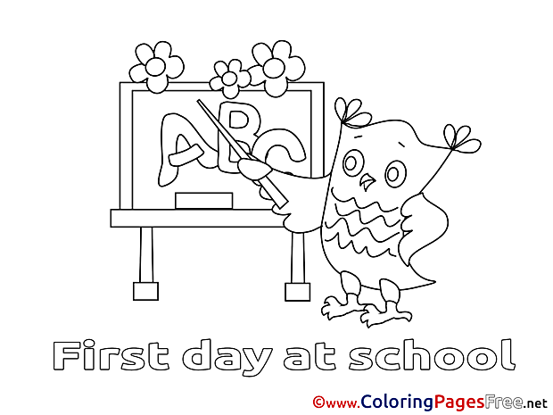 Owl Classroom for Kids printable Colouring Page