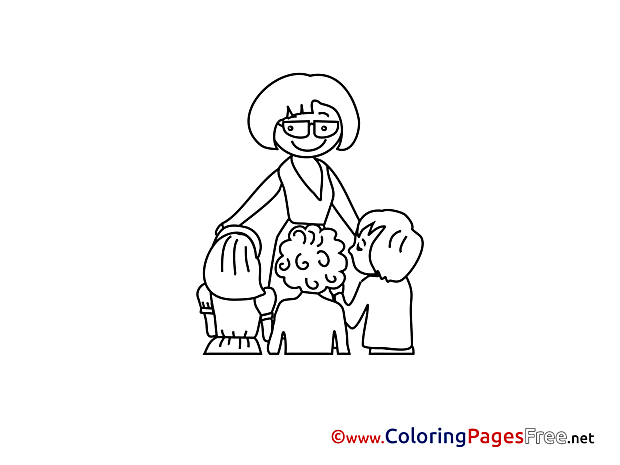 Teacher with Pupils Children Coloring Pages free