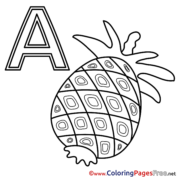 Ananas Alphabet free Coloring Pages