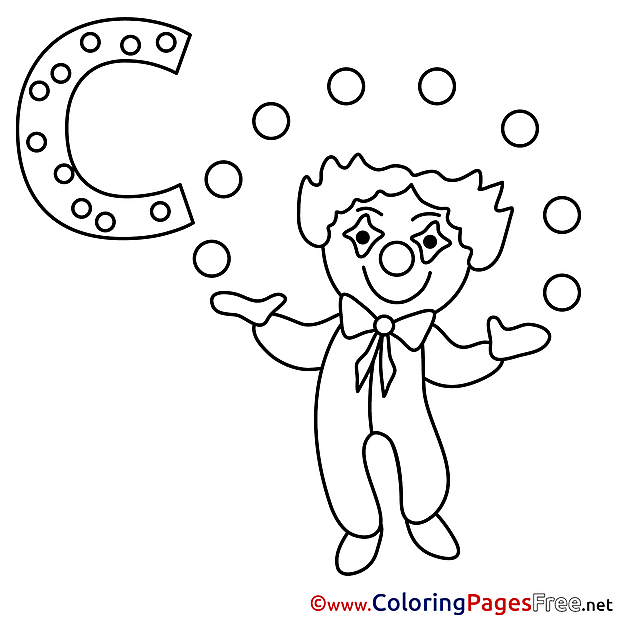 Clown Coloring Pages Alphabet