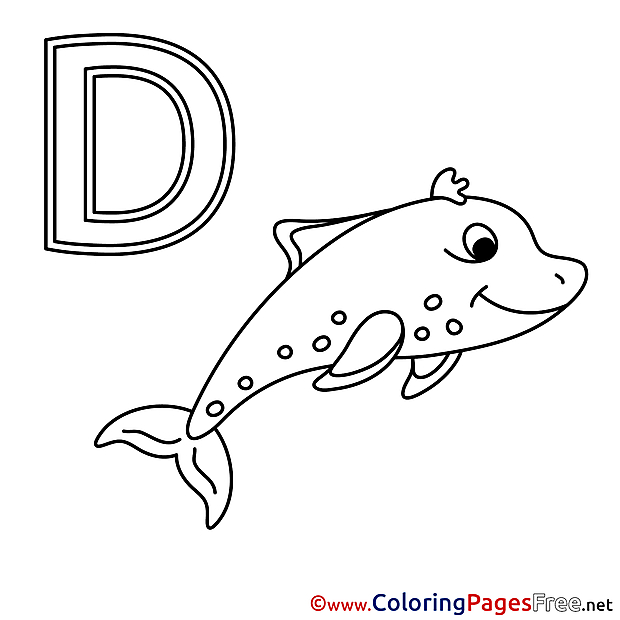 Delphin free Colouring Page Alphabet