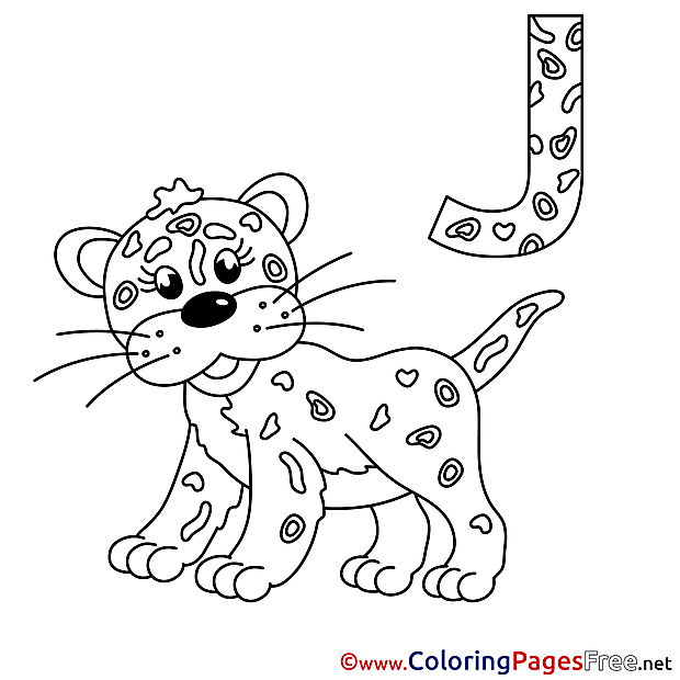 Jaguar Kids Alphabet Coloring Page