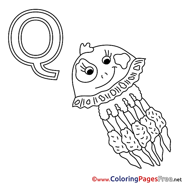 Qualle Alphabet free Coloring Pages