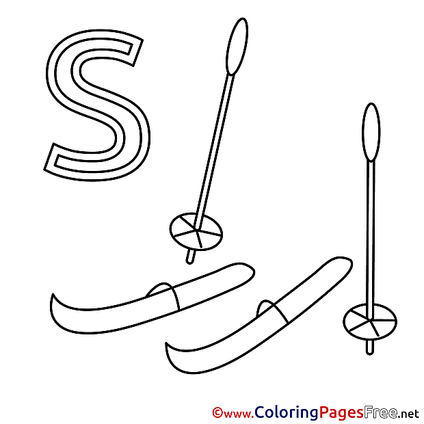 Ski Coloring Pages Alphabet