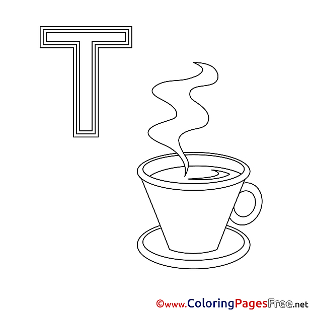 Teetasse free Colouring Page Alphabet