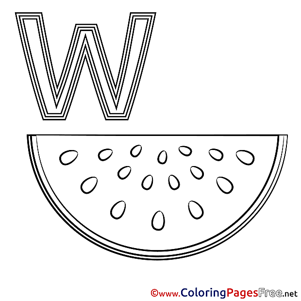 Wassermelone Coloring Sheets Alphabet free