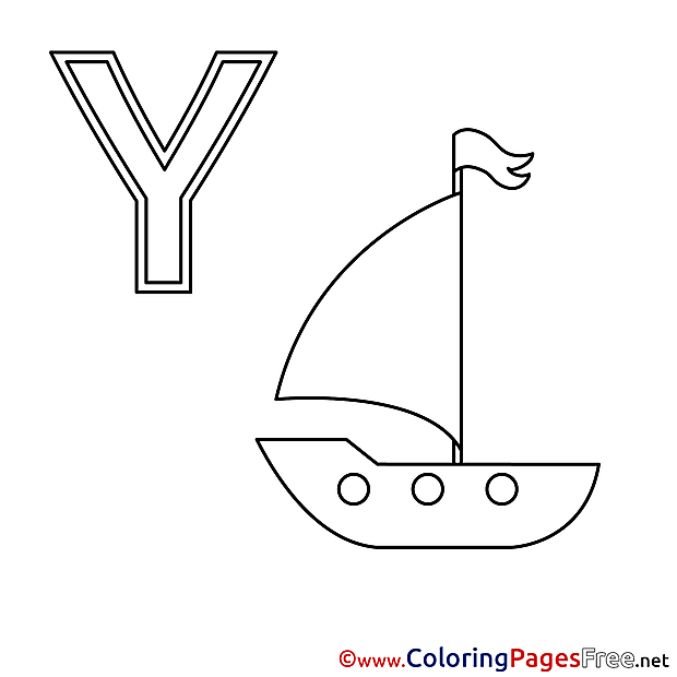 Yacht Colouring Sheet download Alphabet
