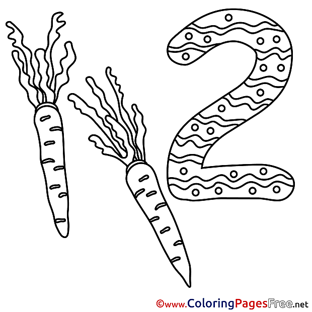 2 Carrots printable Numbers Coloring Sheets