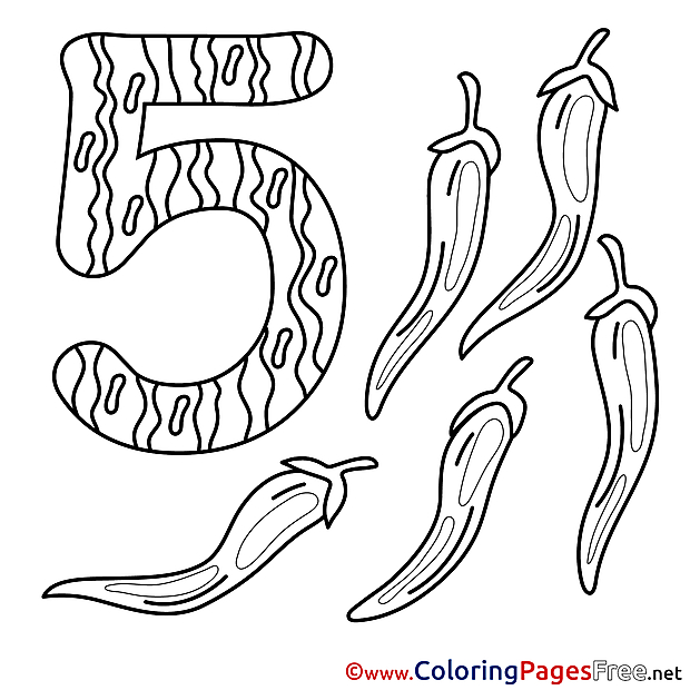 5 Pepper Kids Numbers Coloring Pages