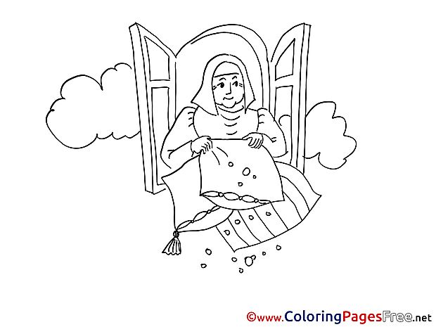 Fairy Tale Old Woman Colouring Sheet free