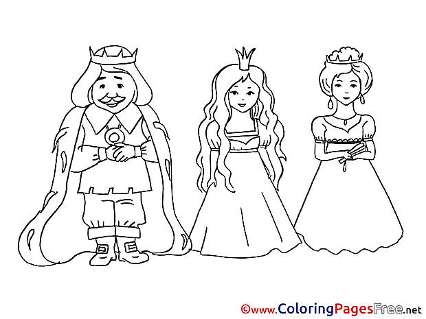 King with Princess  printable Coloring Pages