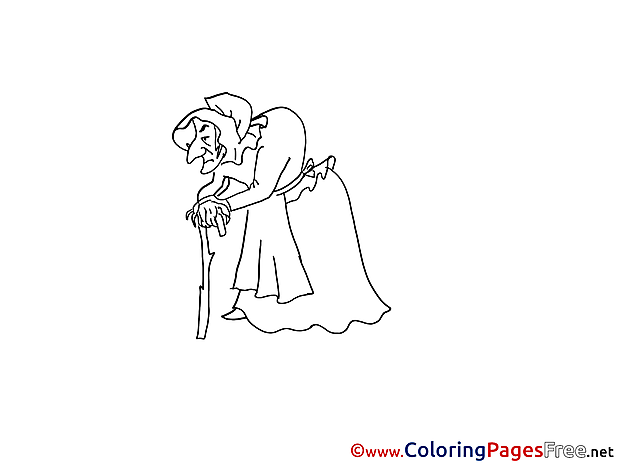 Old Woman Colouring Sheet download free
