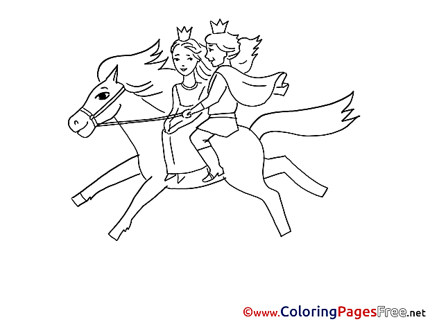 Prince riding Horse free Colouring Page download