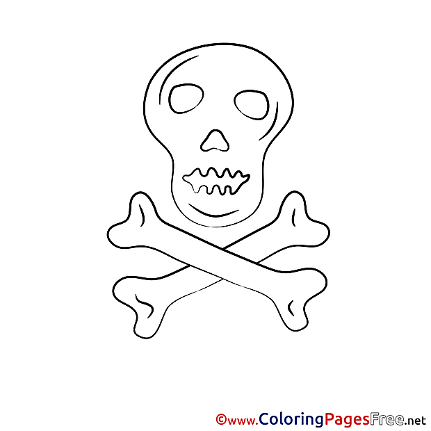 Skull with Bones for free Coloring Pages download