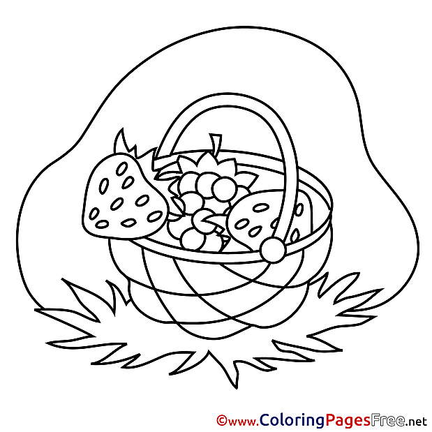 Basket of Berries Colouring Page printable free