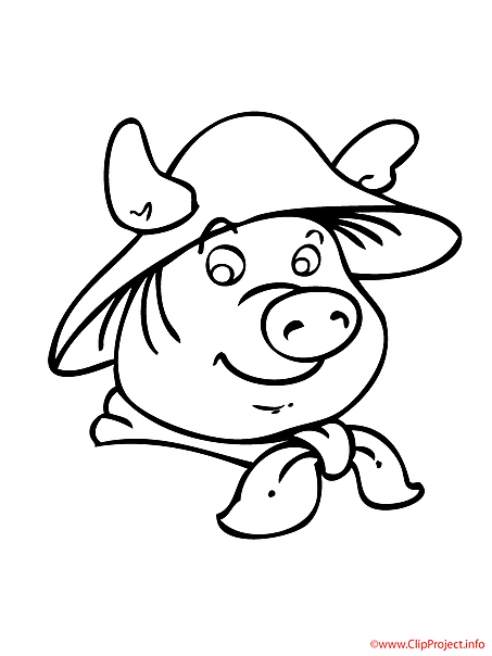 Cartoon pig coloring sheet farm
