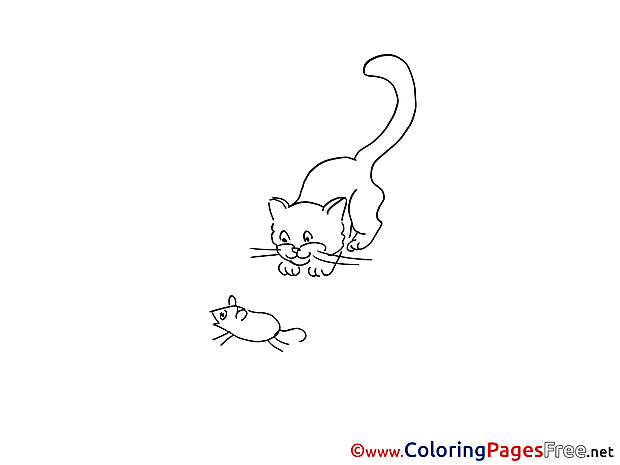 Cat with Mouse download Coloring Pages