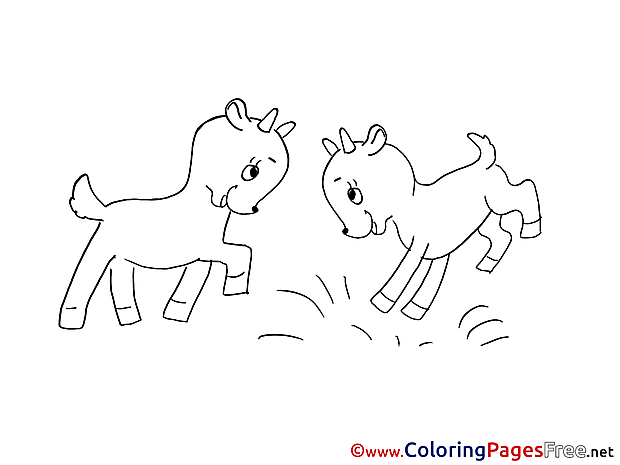 Goatlings playing printable Coloring Sheets download