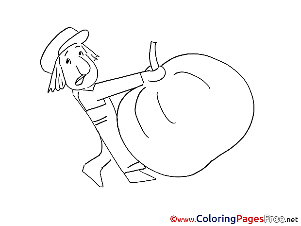 Man brings Pumpkin Children Coloring Pages