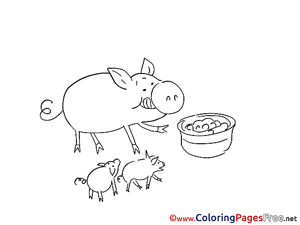 Pigs eating download Coloring Pages