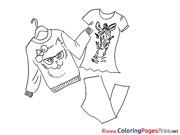 Clothes for Kids printable Colouring Page