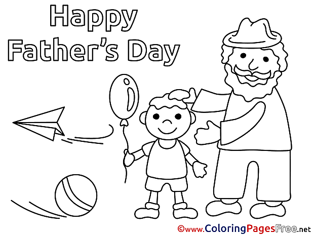 Family Children Father's Day Colouring Page