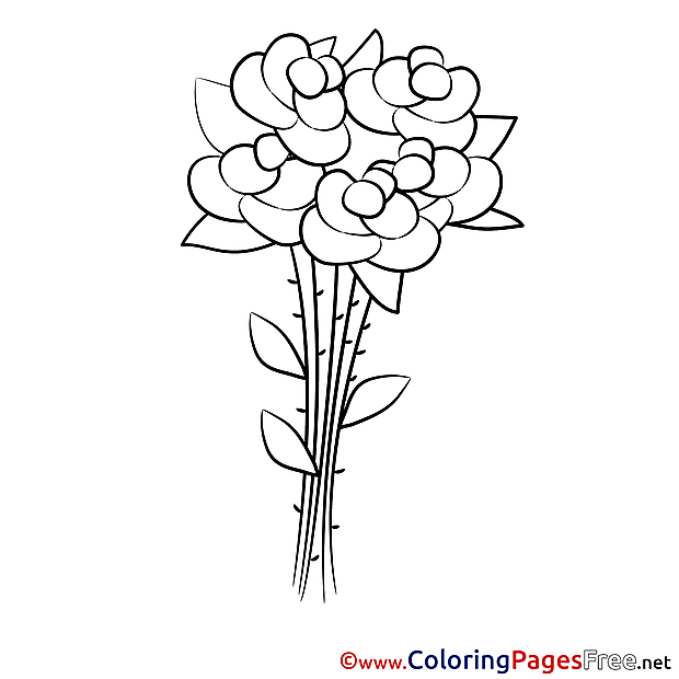 Children download Roses Colouring Page