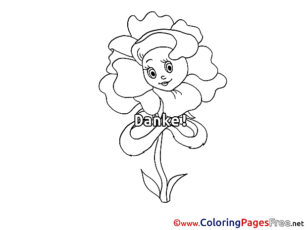 Girl Flower for Children free Coloring Pages