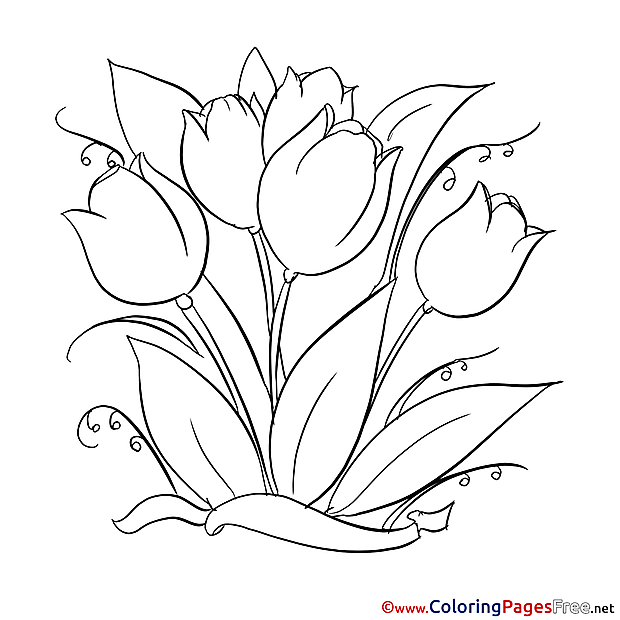 Painting Tulips download printable Coloring Pages