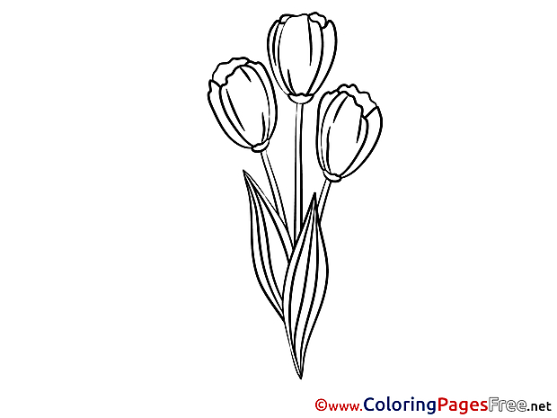 Tulips Kids free Coloring Page