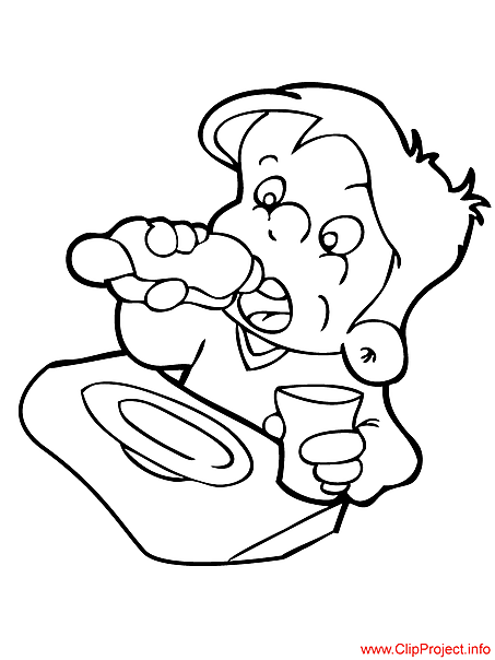 Boy coloring page  food