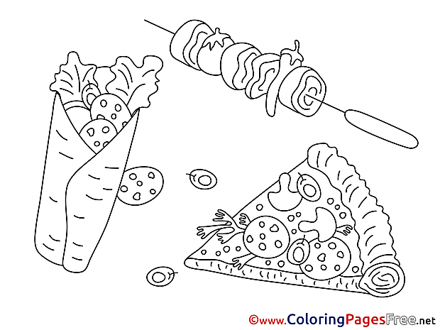 Fastfood Colouring Page printable free