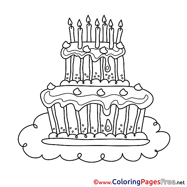 Happy Birthday Cake free Coloring Pages